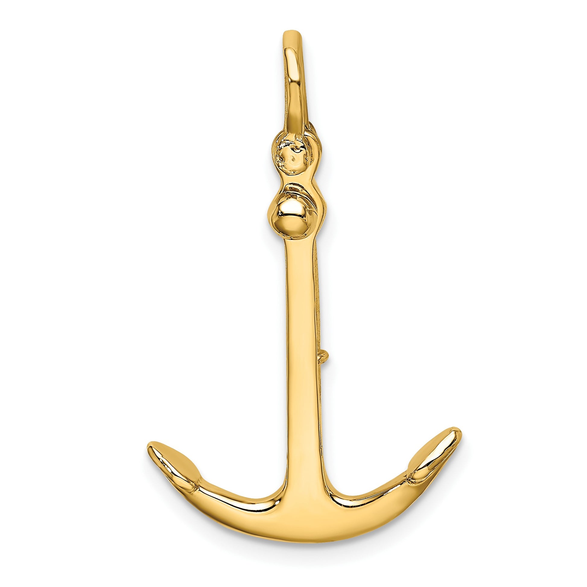 14K 3-D Polished Anchor 2-Piece and Moveable Charm