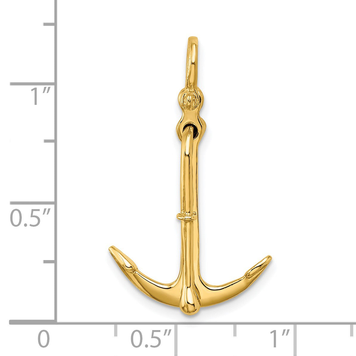 14K 3-D Polished Anchor 2-Piece and Moveable Charm