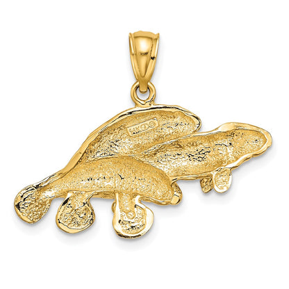 14K 2-D /Polished Three Manatees Charm