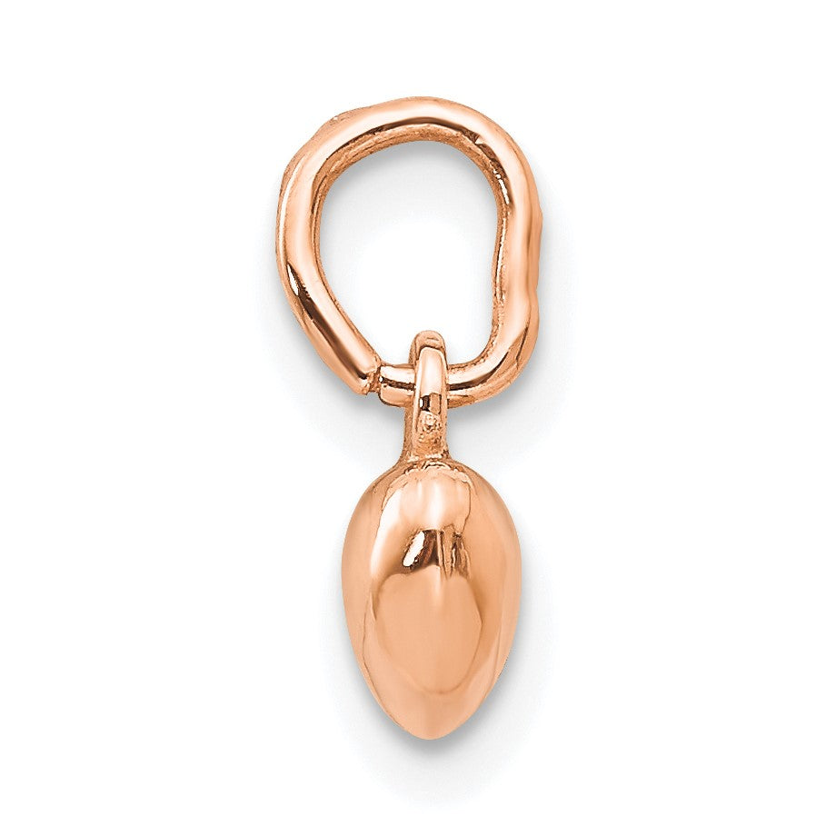 14K Rose Polished 3-D Puffed Heart Charm