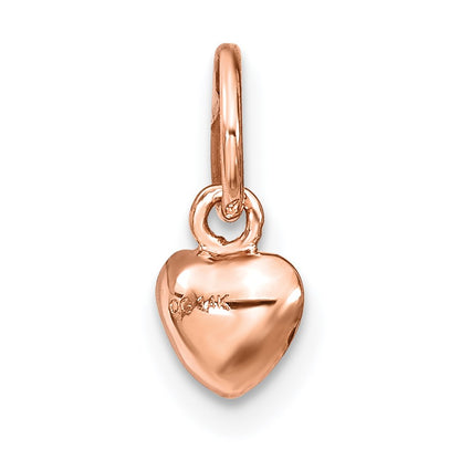 14K Rose Polished 3-D Puffed Heart Charm