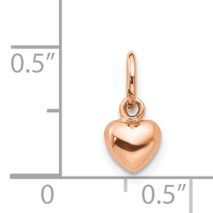 14K Rose Polished 3-D Puffed Heart Charm