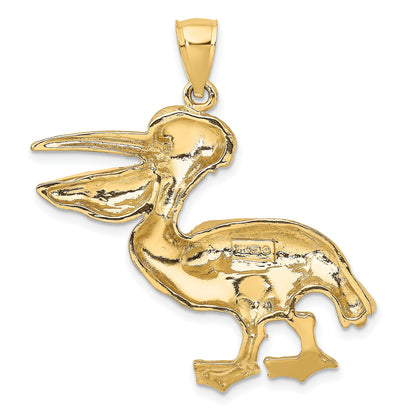 14K Large Textured Pelican Charm
