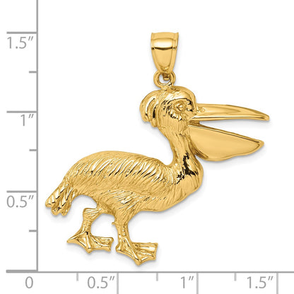 14K Textured Pelican Charm