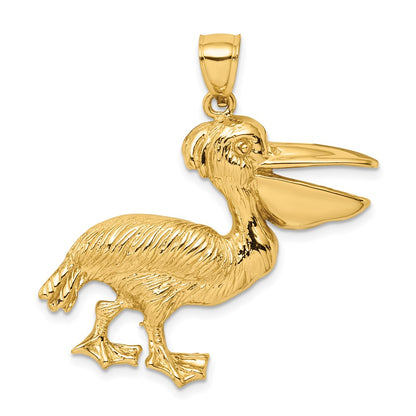 14K Textured Pelican Charm