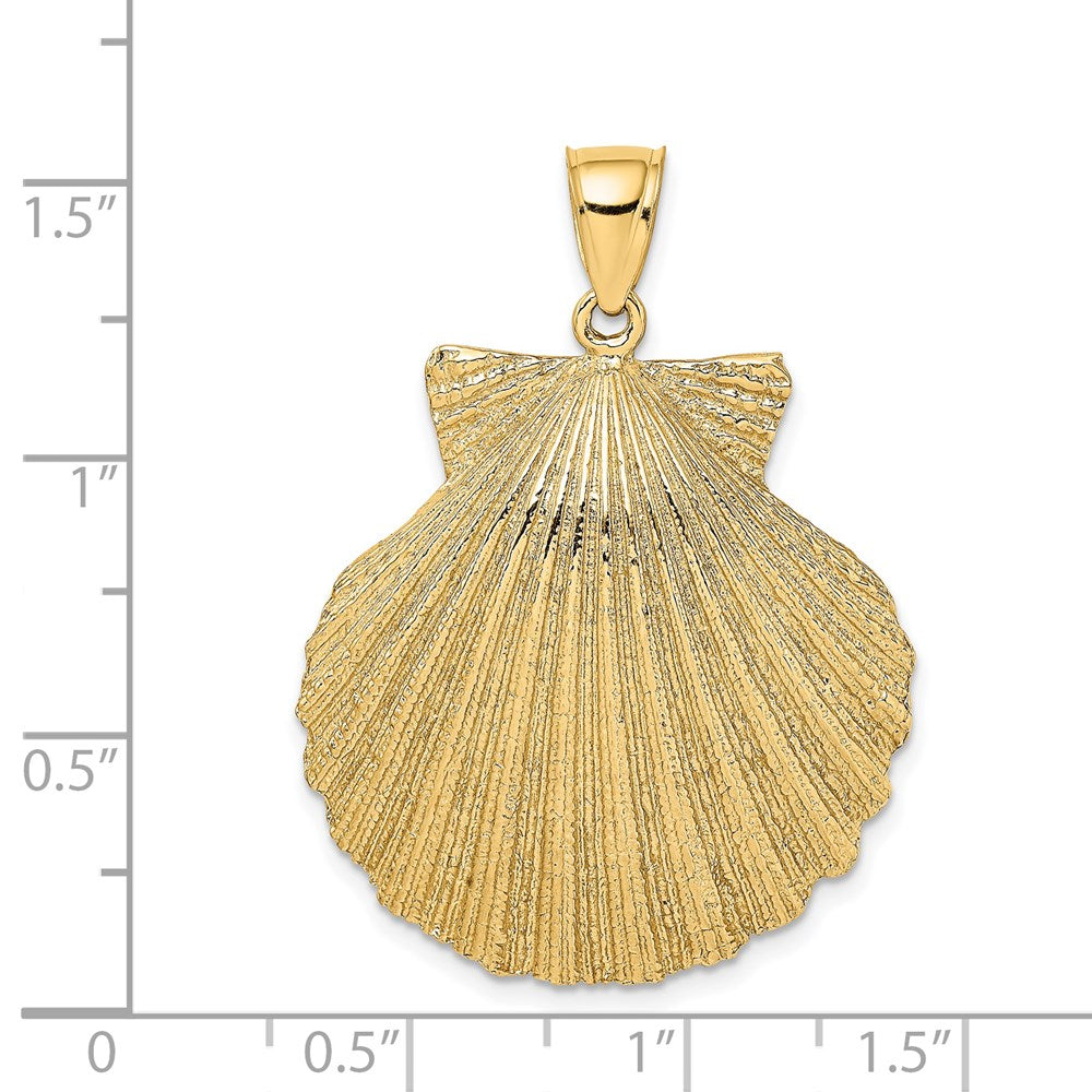 14K Textured Scallop Shell Charm