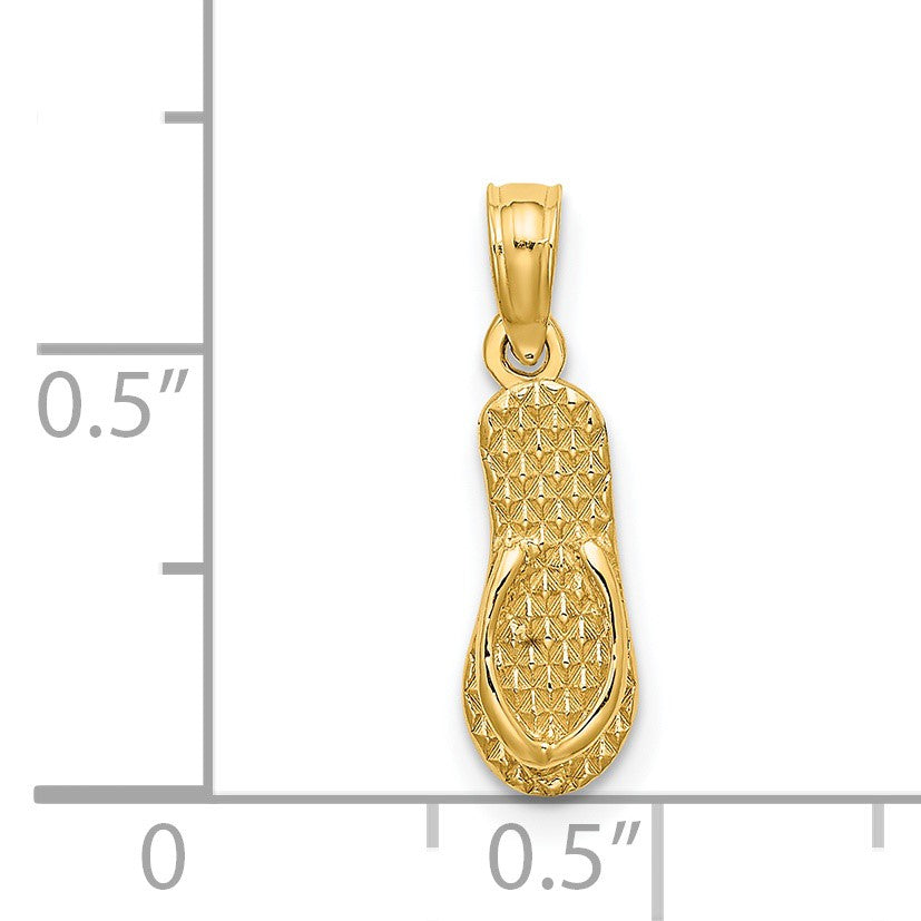14K 3D LBI (Long Beach Island) Single Flip-flop Charm