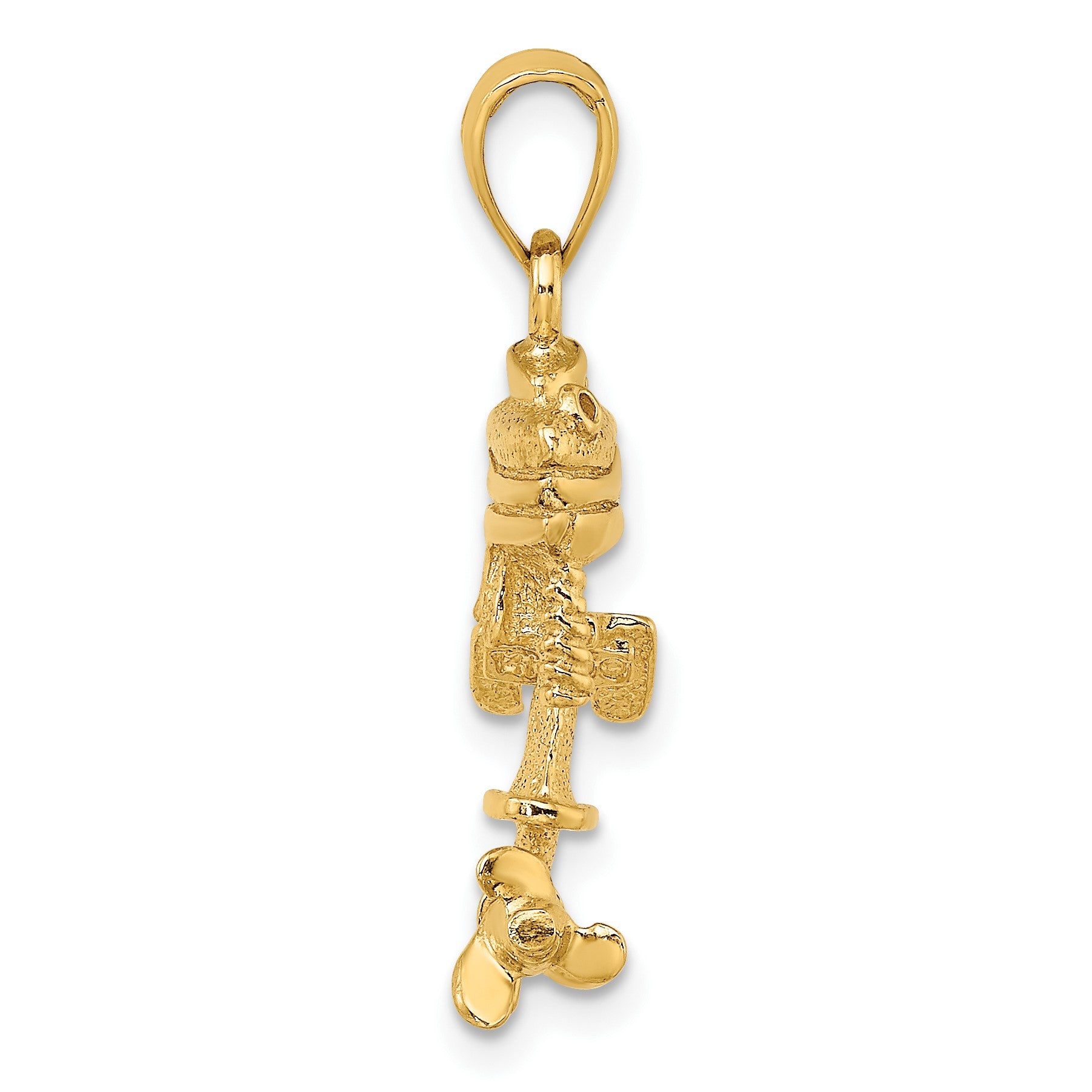 14K 3-D Boat Engine with Moveable Propeller Charm