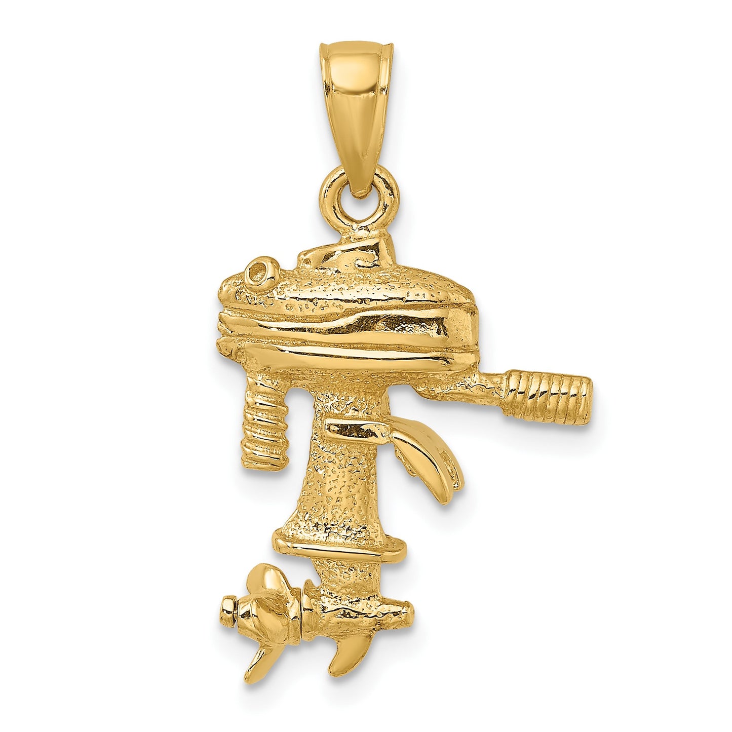 14K 3-D Boat Engine with Moveable Propeller Charm