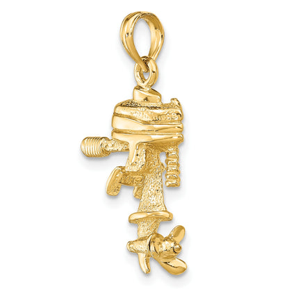 14K 3-D Boat Engine with Moveable Propeller Charm