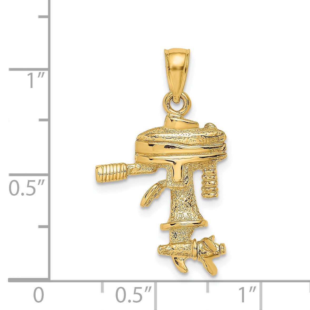 14K 3-D Boat Engine with Moveable Propeller Charm