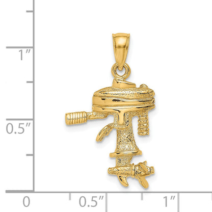 14K 3-D Boat Engine with Moveable Propeller Charm