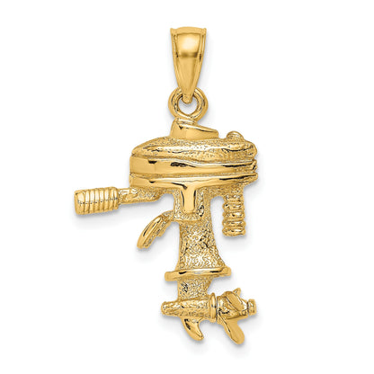 14K 3-D Boat Engine with Moveable Propeller Charm