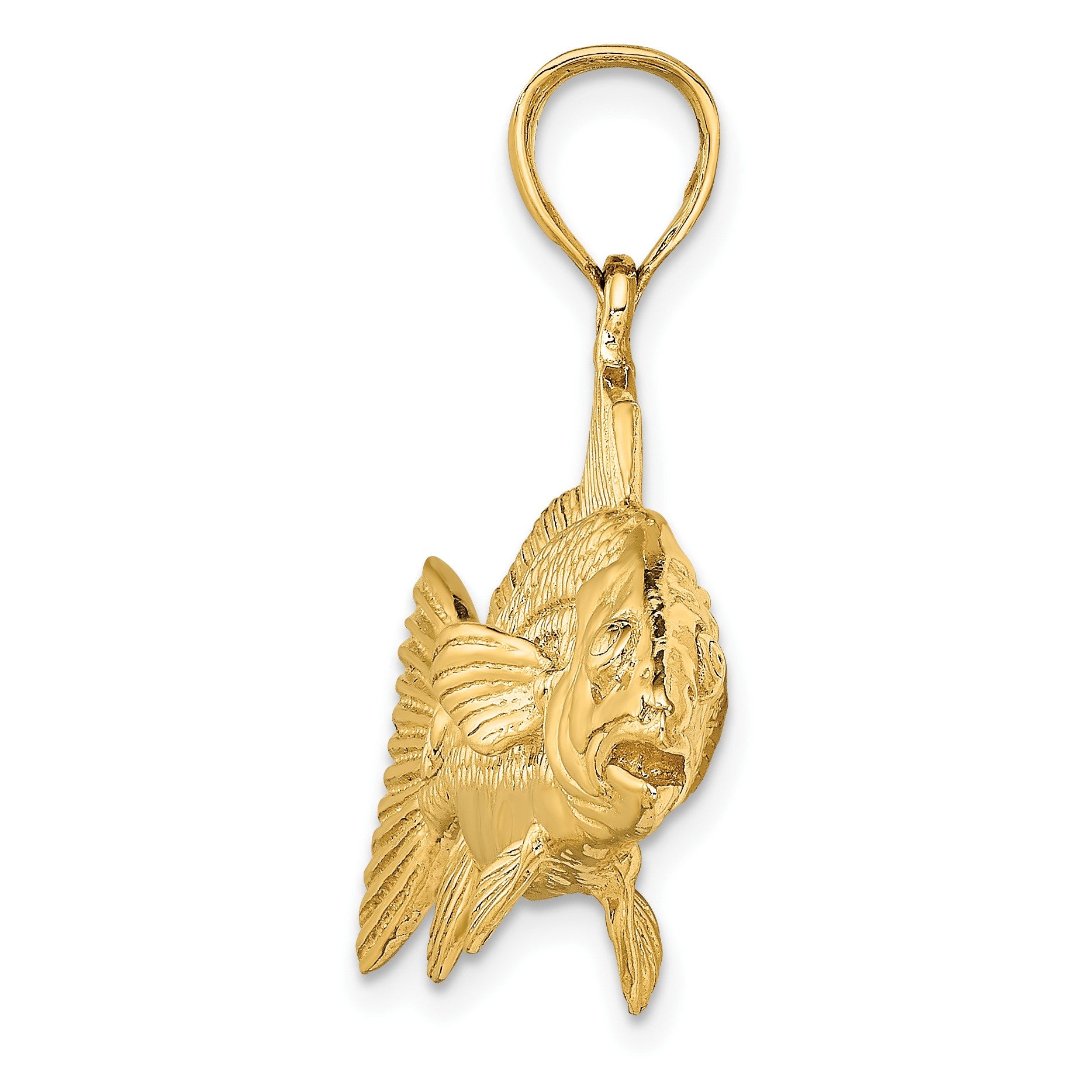 14K Large 3-D Red Fish Charm
