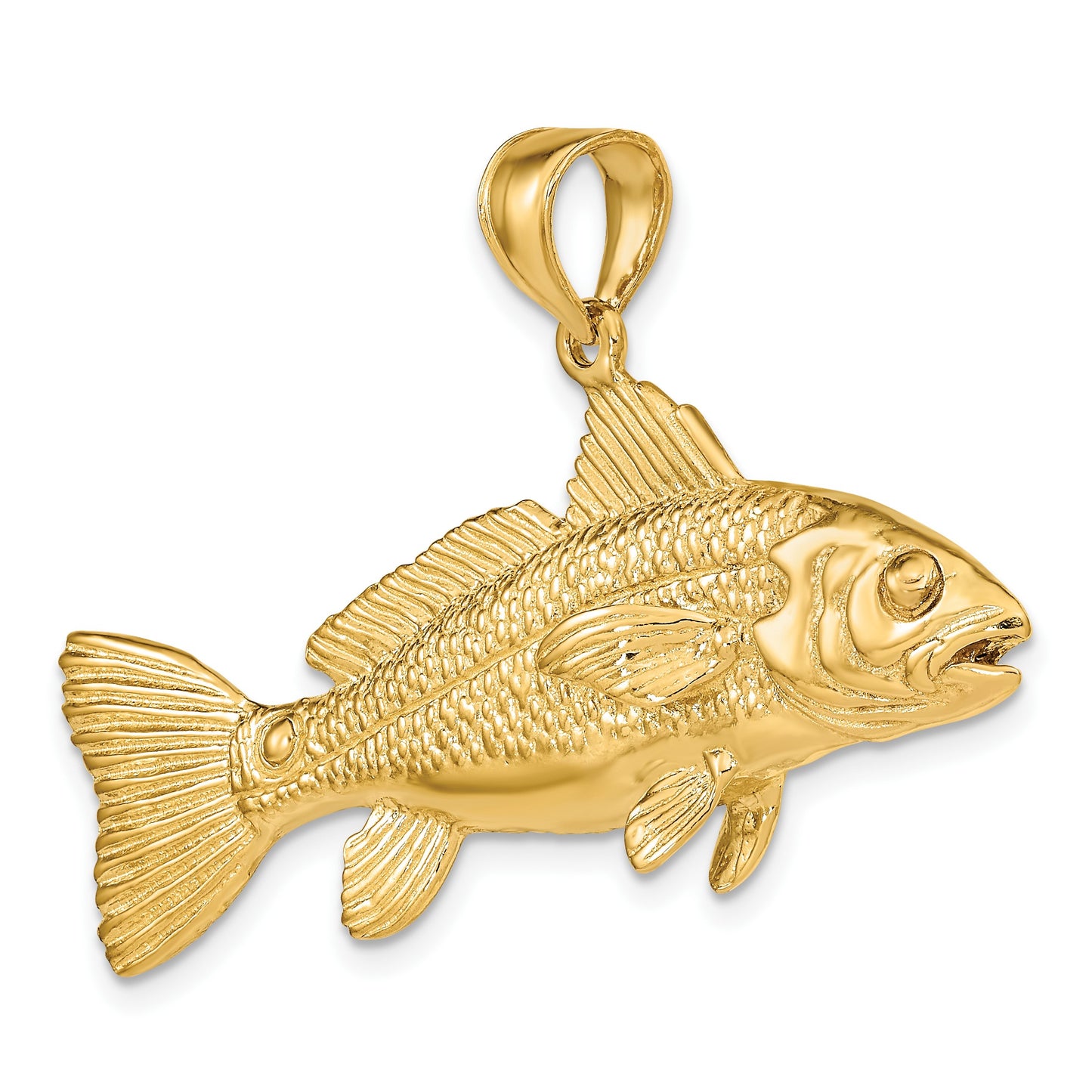 14K Large 3-D Red Fish Charm
