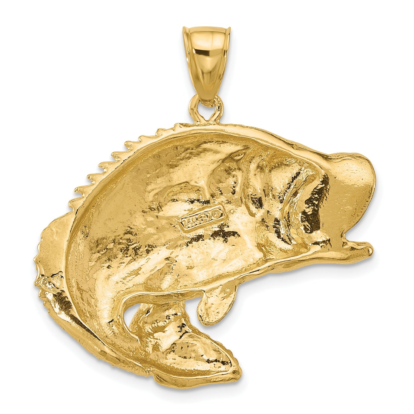 14K Large 2-D Bass Fish Jumping Charm