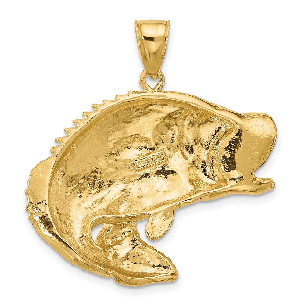 14K 2-D Bass Fish Jumping Charm