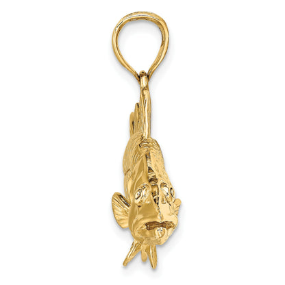 14K Large 3-D Snook Fish Charm