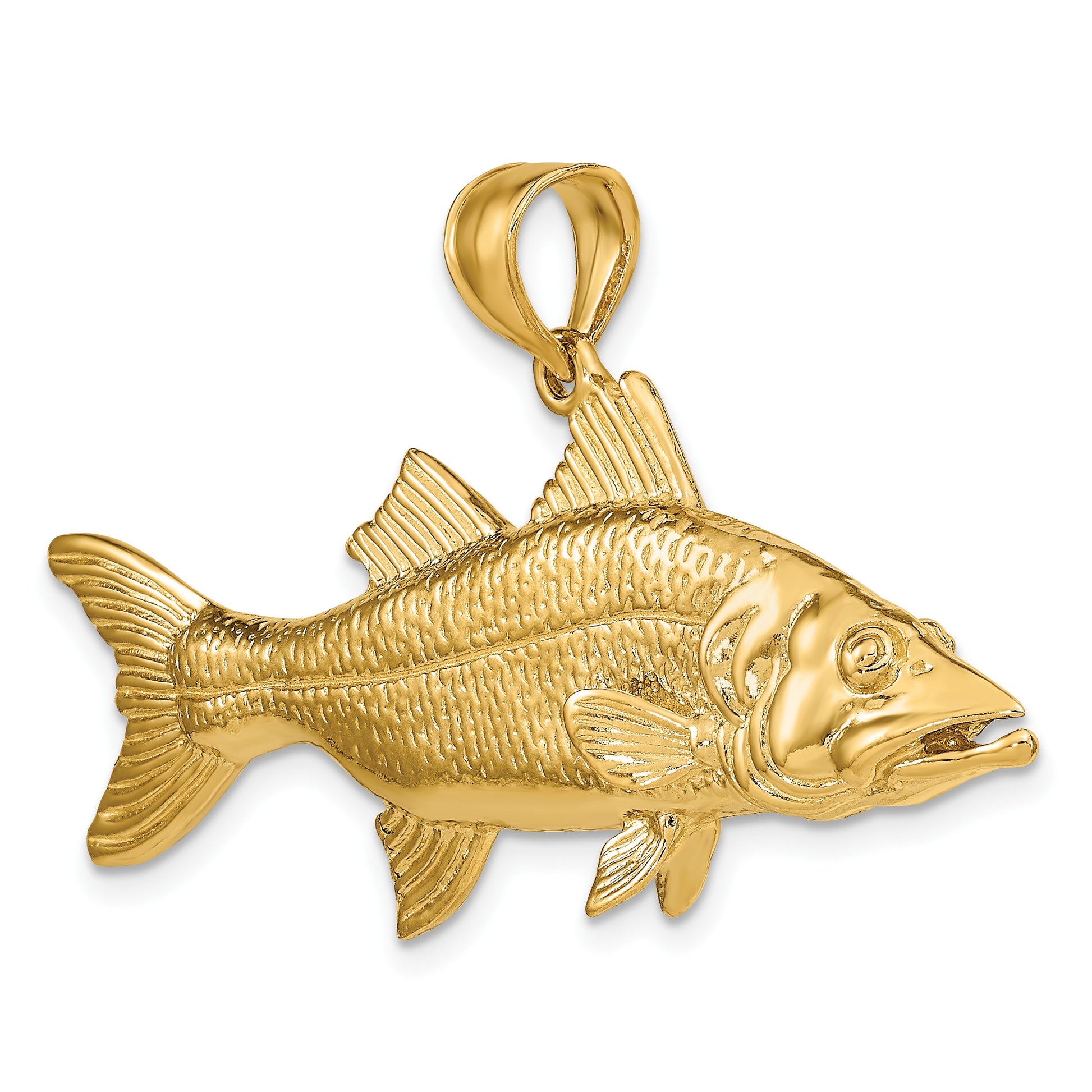 14K Large 3-D Snook Fish Charm