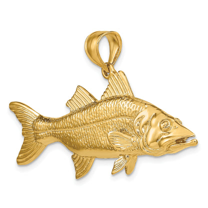 14K Large 3-D Snook Fish Charm