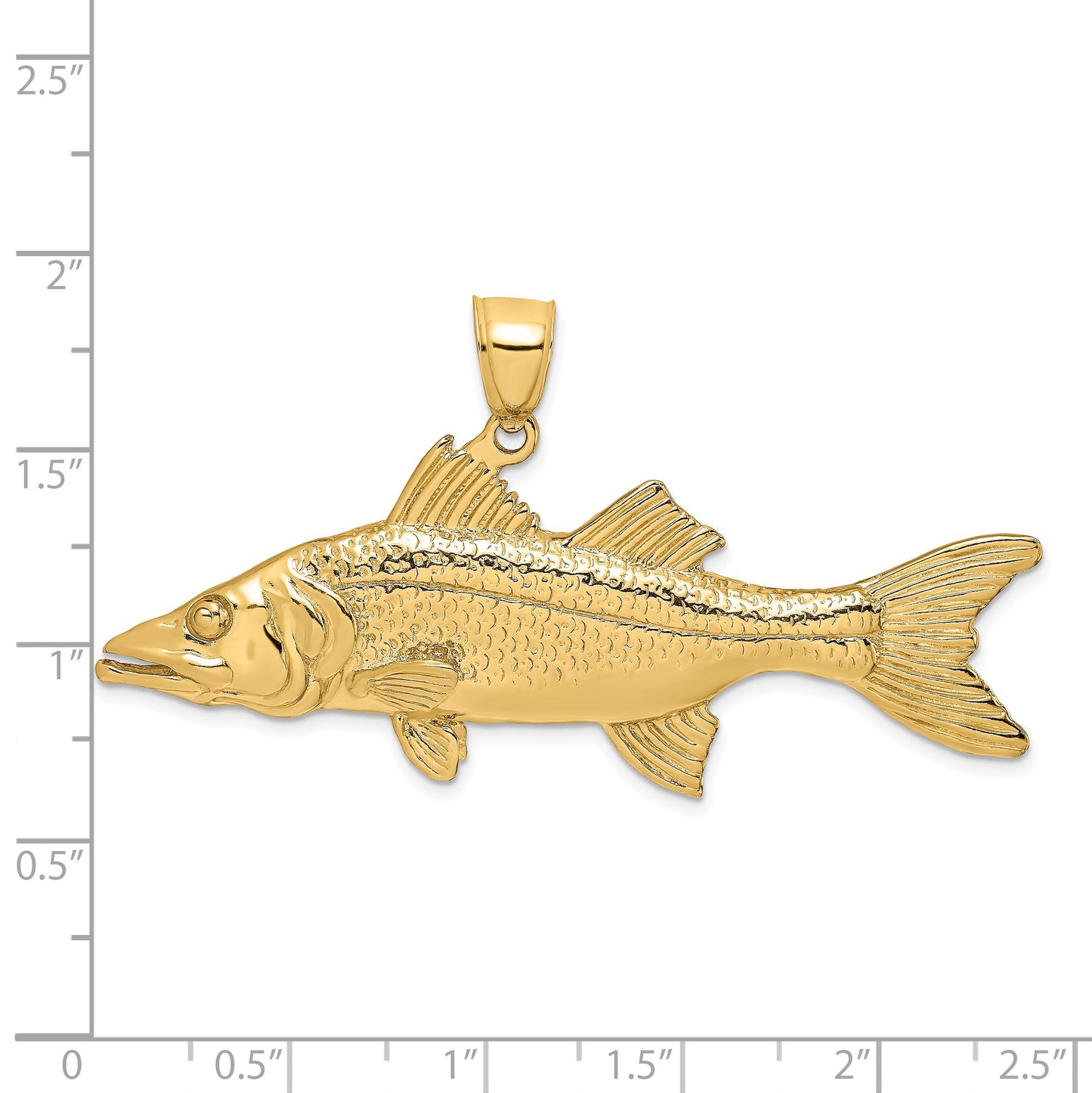 14K Large 3-D Snook Fish Charm