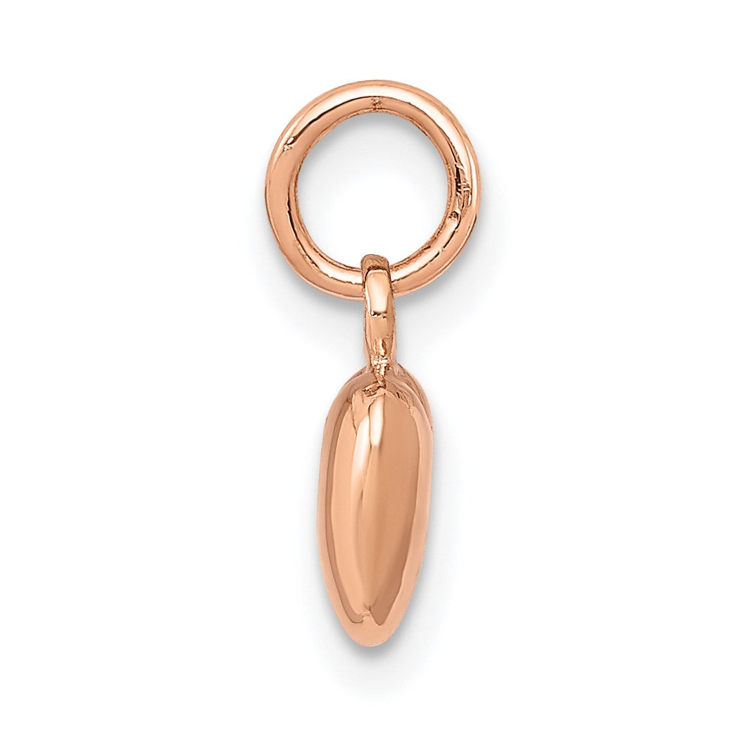 14K Rose Polished 3-D Puffed Heart Charm