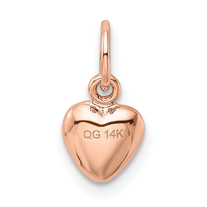 14K Rose Polished 3-D Puffed Heart Charm
