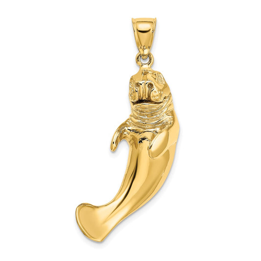 14K 3-D Polished Manatee Charm