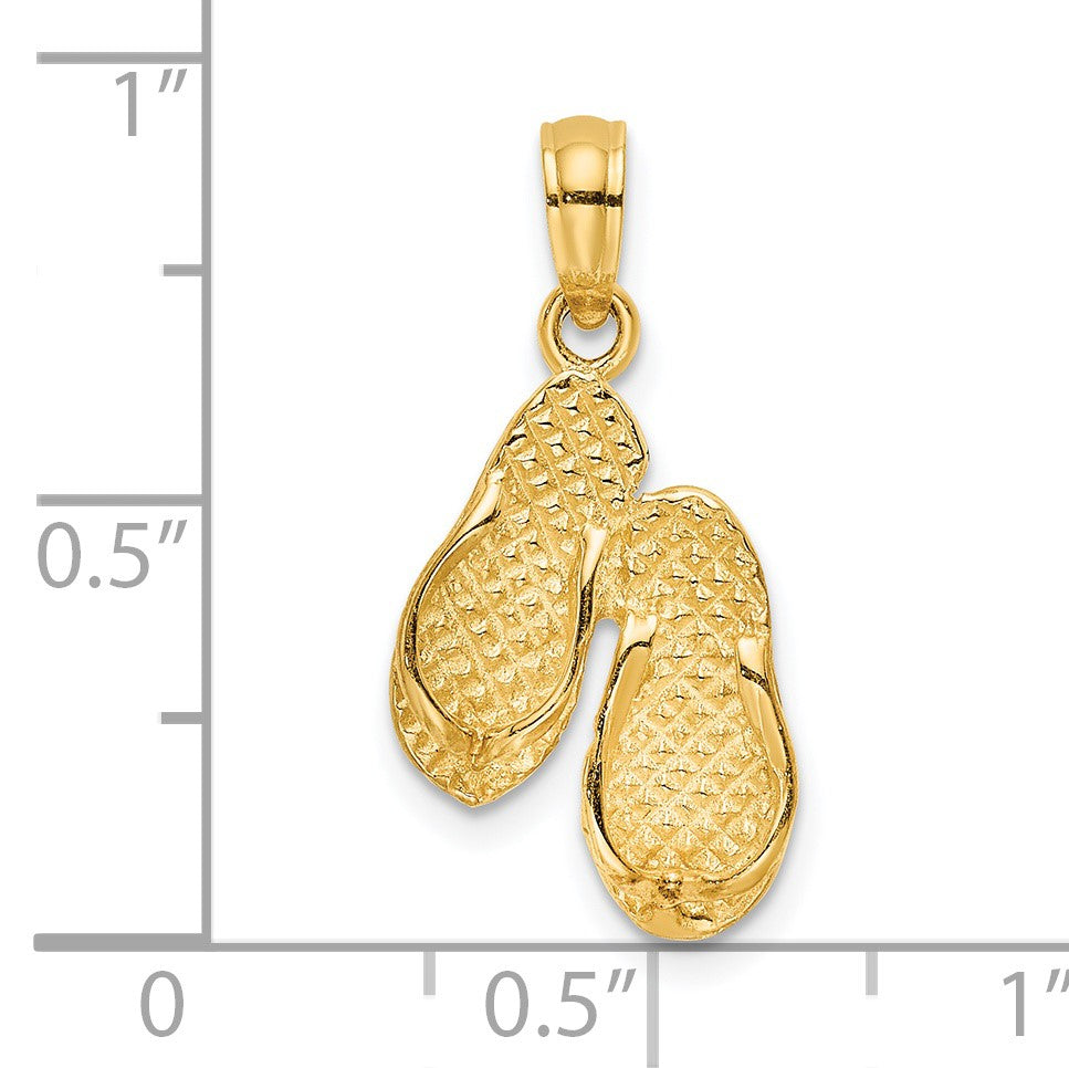 14K  3-D OCEAN CITY Double Flip-flop Charm