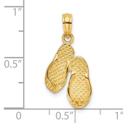 14K  3-D OCEAN CITY Double Flip-flop Charm