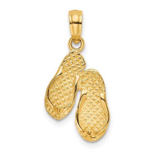 14K  3-D OCEAN CITY Double Flip-flop Charm