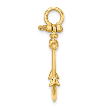 14K 3-D Anchor with Shackle Bail Charm