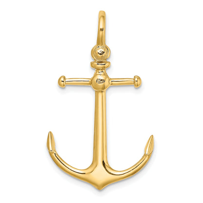 14K 3-D Anchor with Shackle Bail Charm
