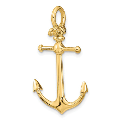 14K 3-D Anchor with Shackle Bail Charm