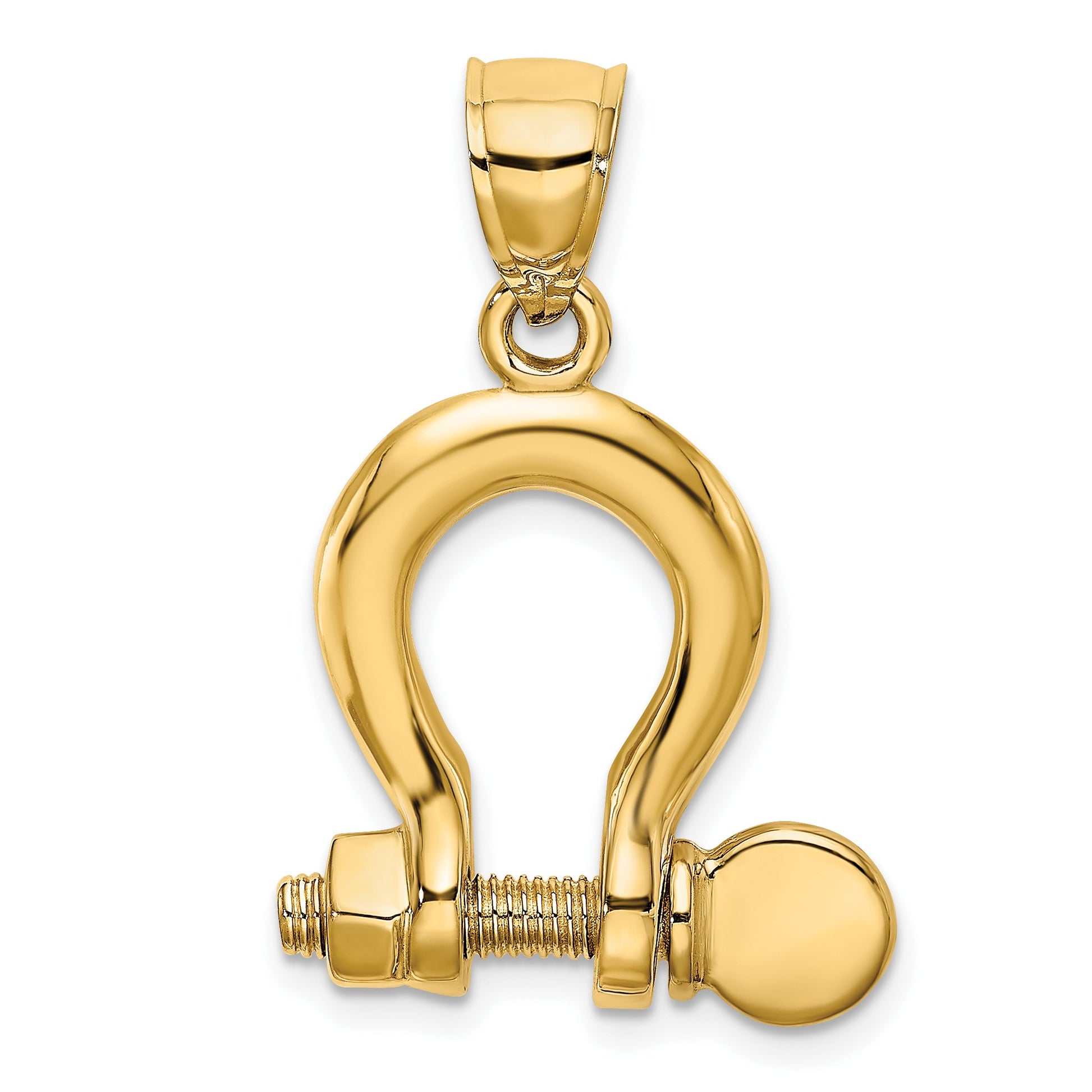 14K 3-D Large Shackle Link with Moveable Screw Charm