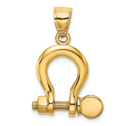 14K 3-D Large Shackle Link with Moveable Screw Charm