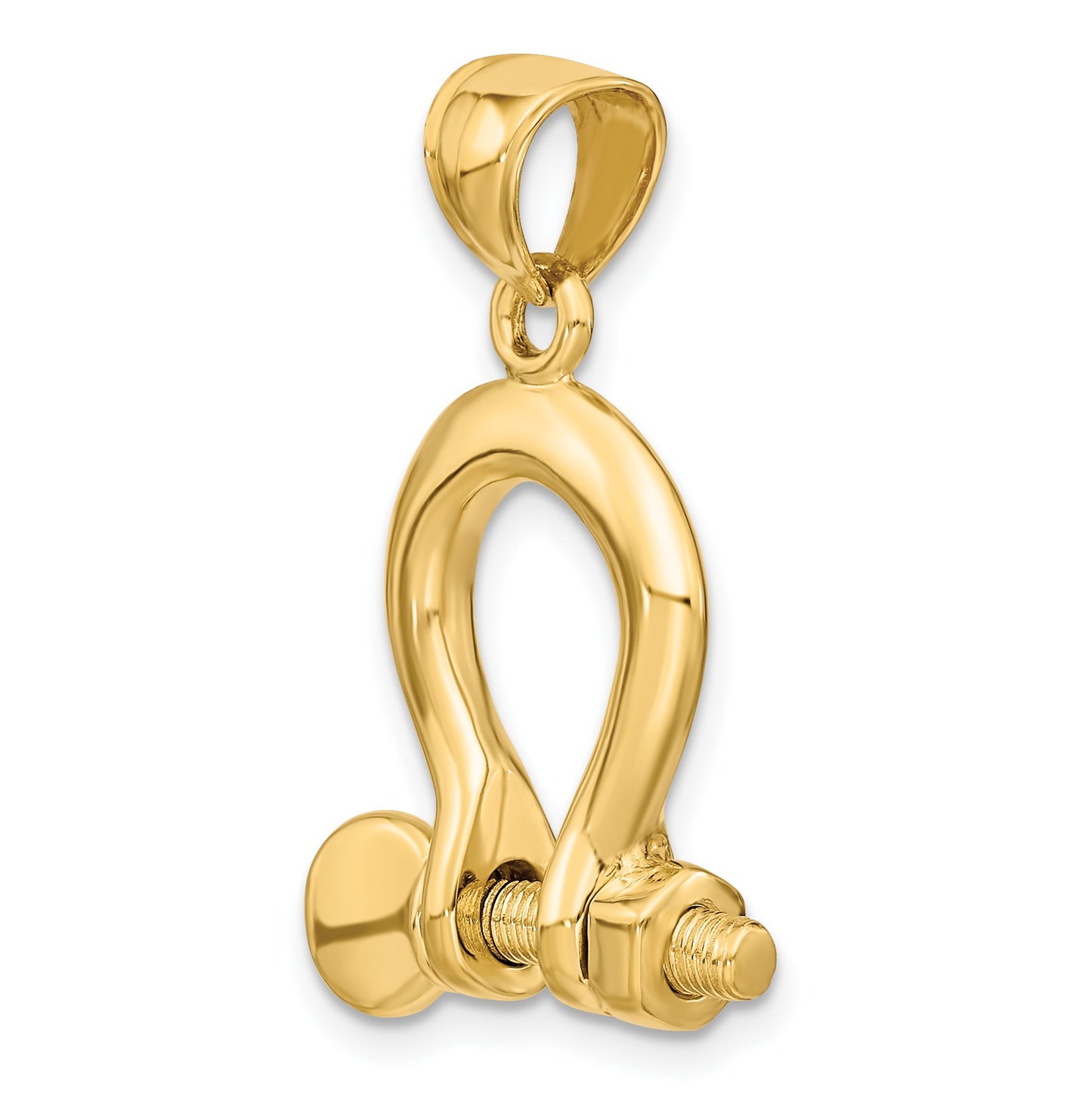 14K 3-D Large Shackle Link with Moveable Screw Charm