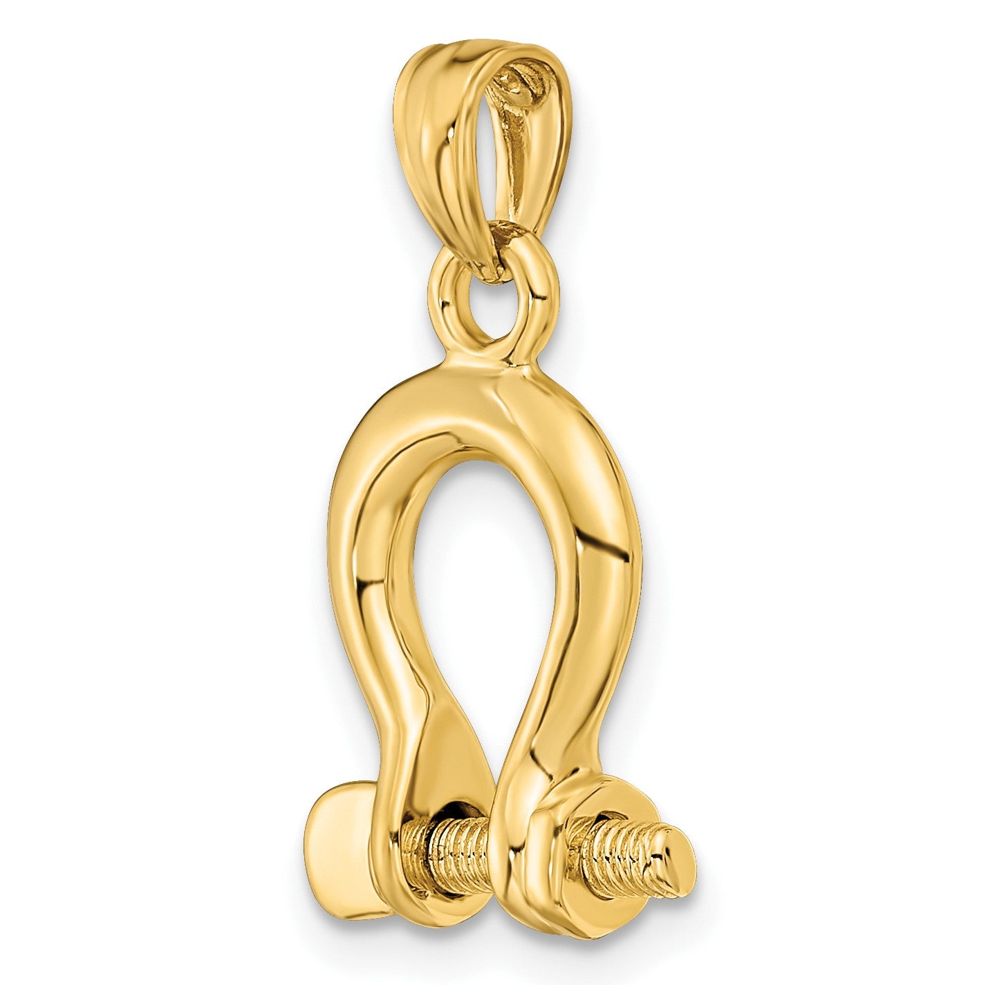 14K 3-D Medium Shackle Link with Moveable Screw Charm