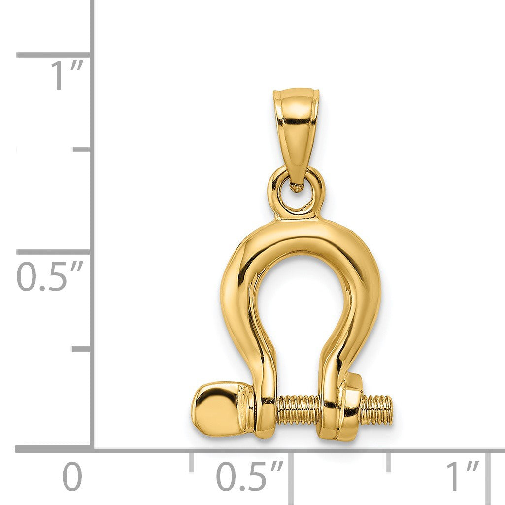 14K 3-D Medium Shackle Link with Moveable Screw Charm