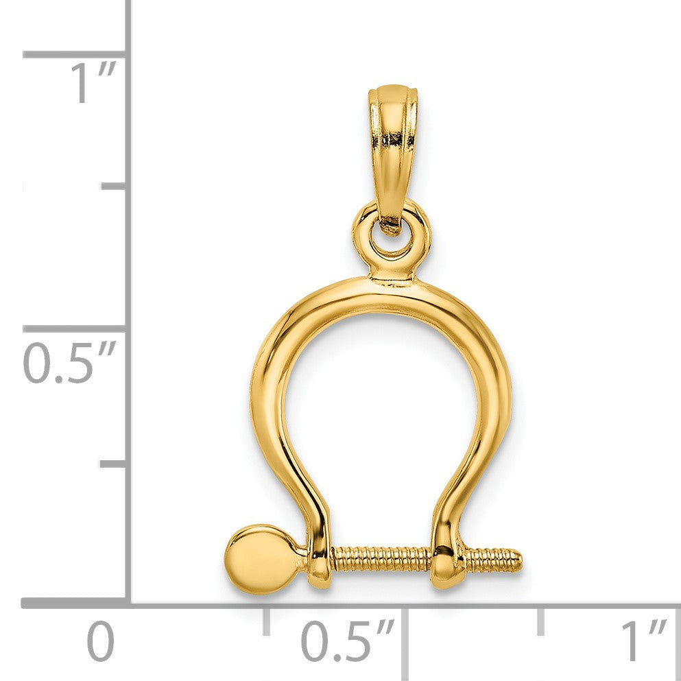 14K 3-D Small Shackle Link with Moveable Screw Charm