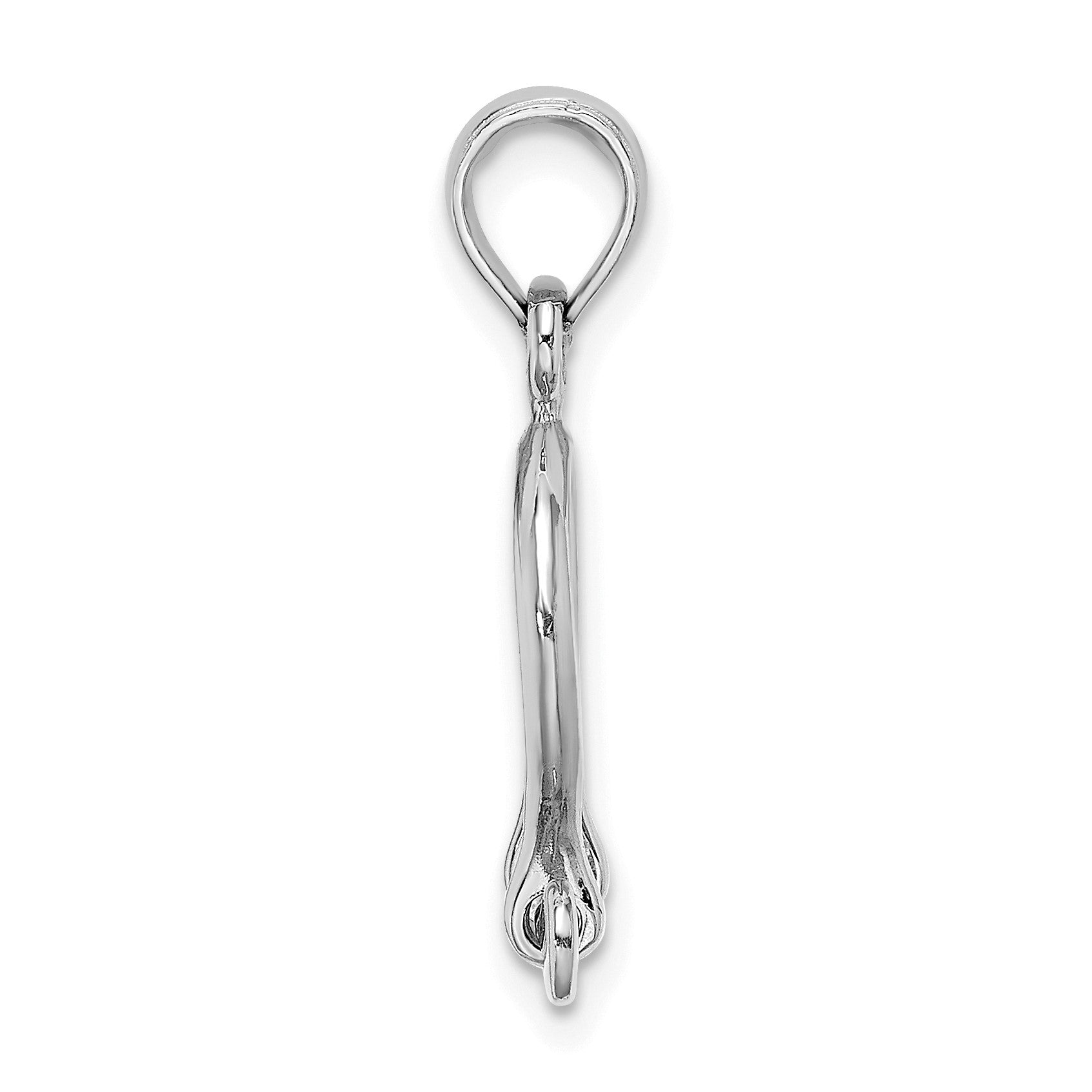 14K White Gold 3-D Small Shackle Link with Moveable Screw Charm