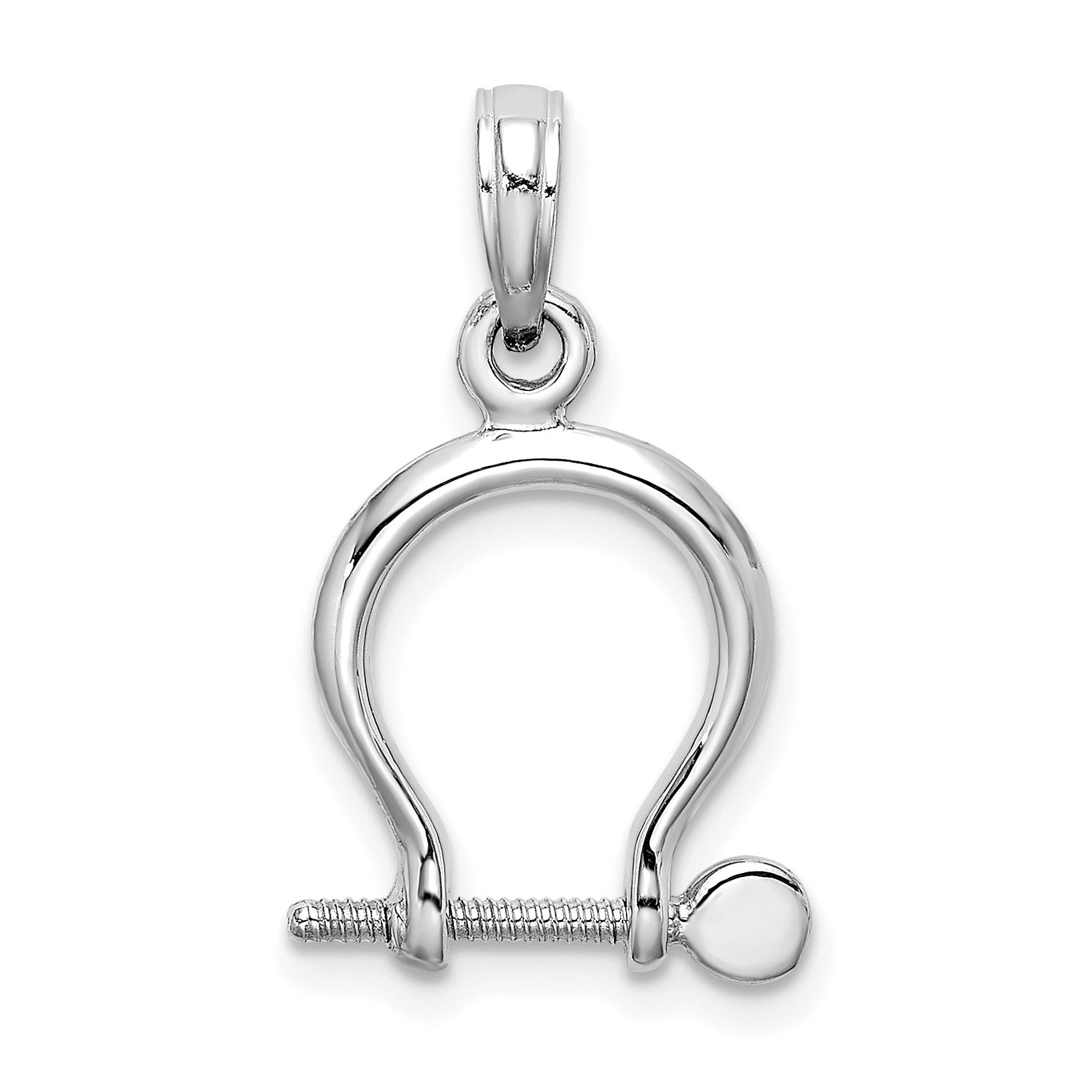 14K White Gold 3-D Small Shackle Link with Moveable Screw Charm