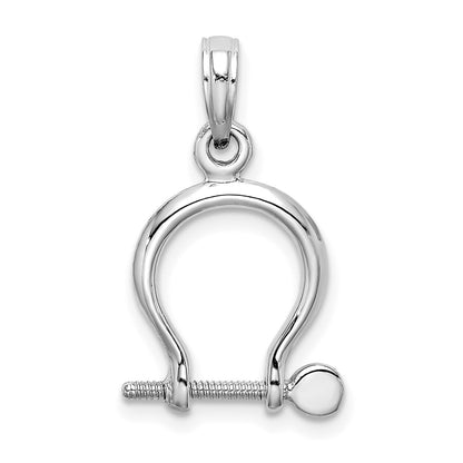 14K White Gold 3-D Small Shackle Link with Moveable Screw Charm
