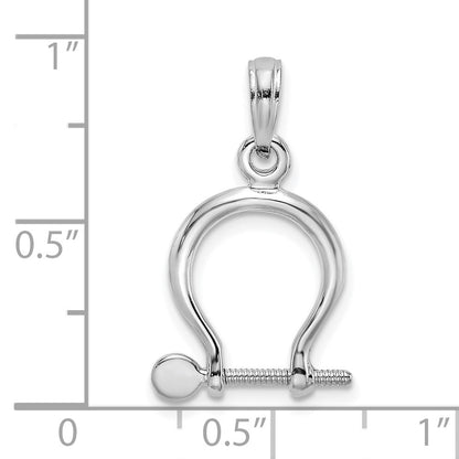 14K White Gold 3-D Small Shackle Link with Moveable Screw Charm