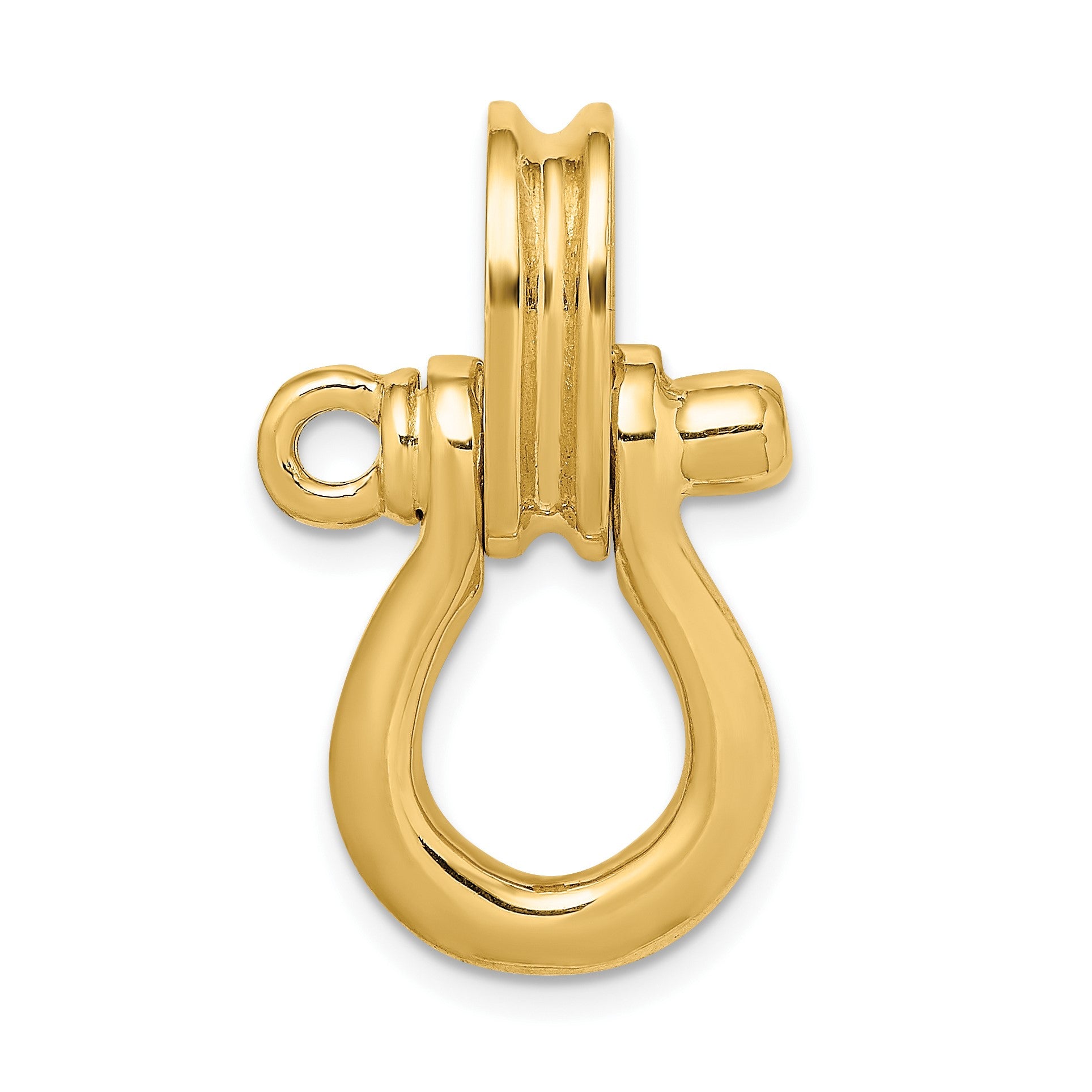 14K 3-D Large Shackle Link with Pulley Bail Charm