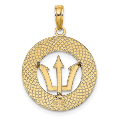 14K BARBADOS with Trident Spear Circle Charm