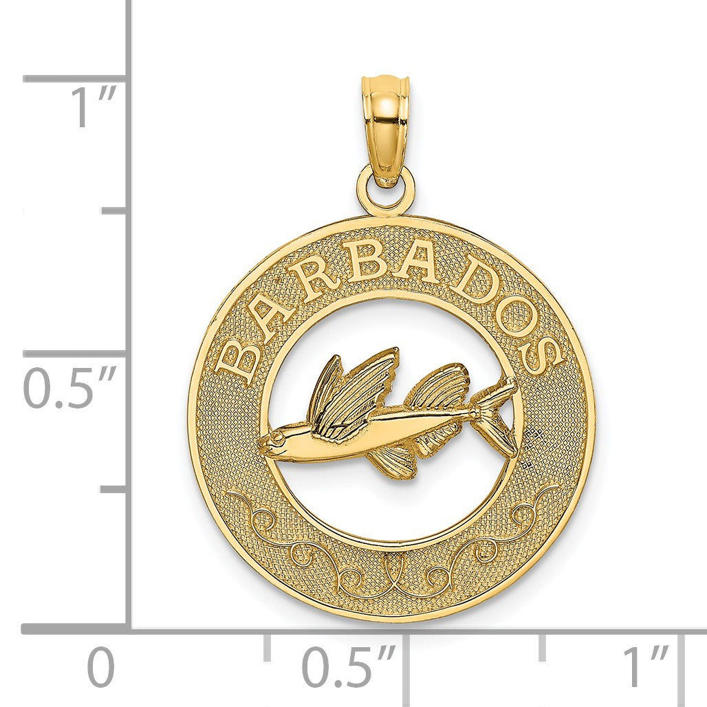 14K BARBADOS with Flying Fish Circle Charm