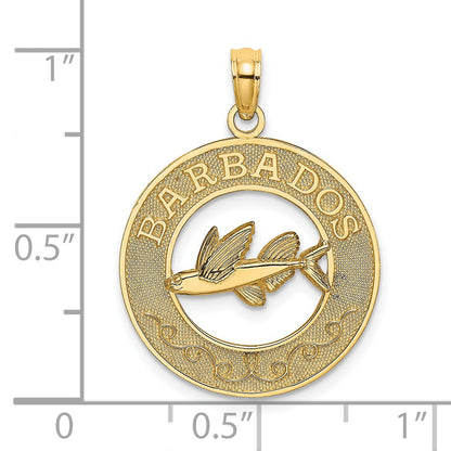 14K BARBADOS with Flying Fish Circle Charm
