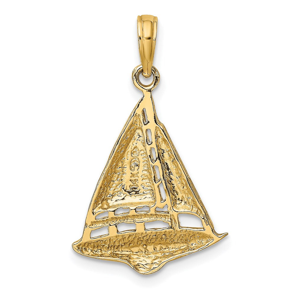 14K 2-D Sailboat Charm