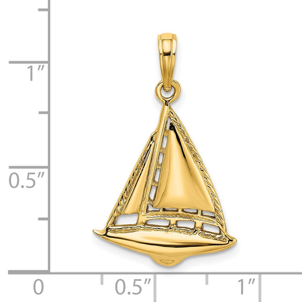 14K 2-D Sailboat Charm